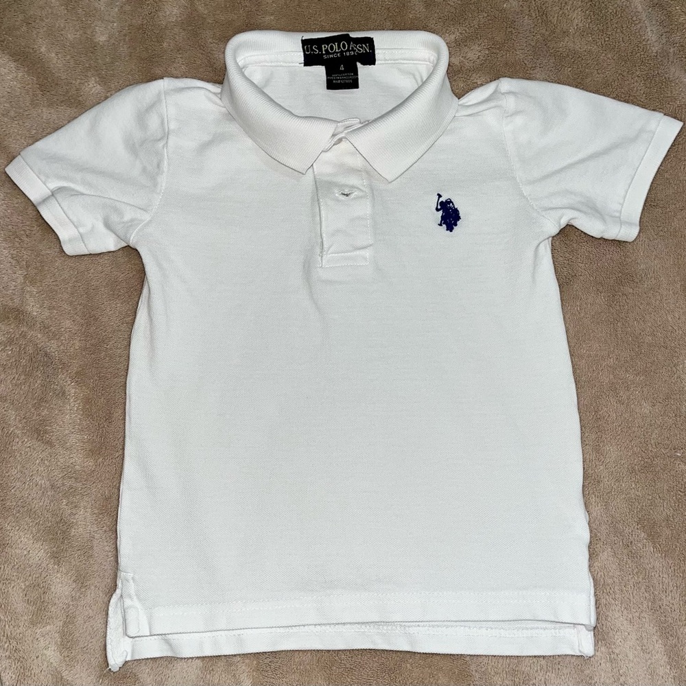 US Polo Association Boys White Short Sleeve Polo Shirt size 4